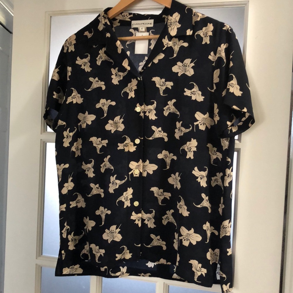 100% silk short sleeve button up